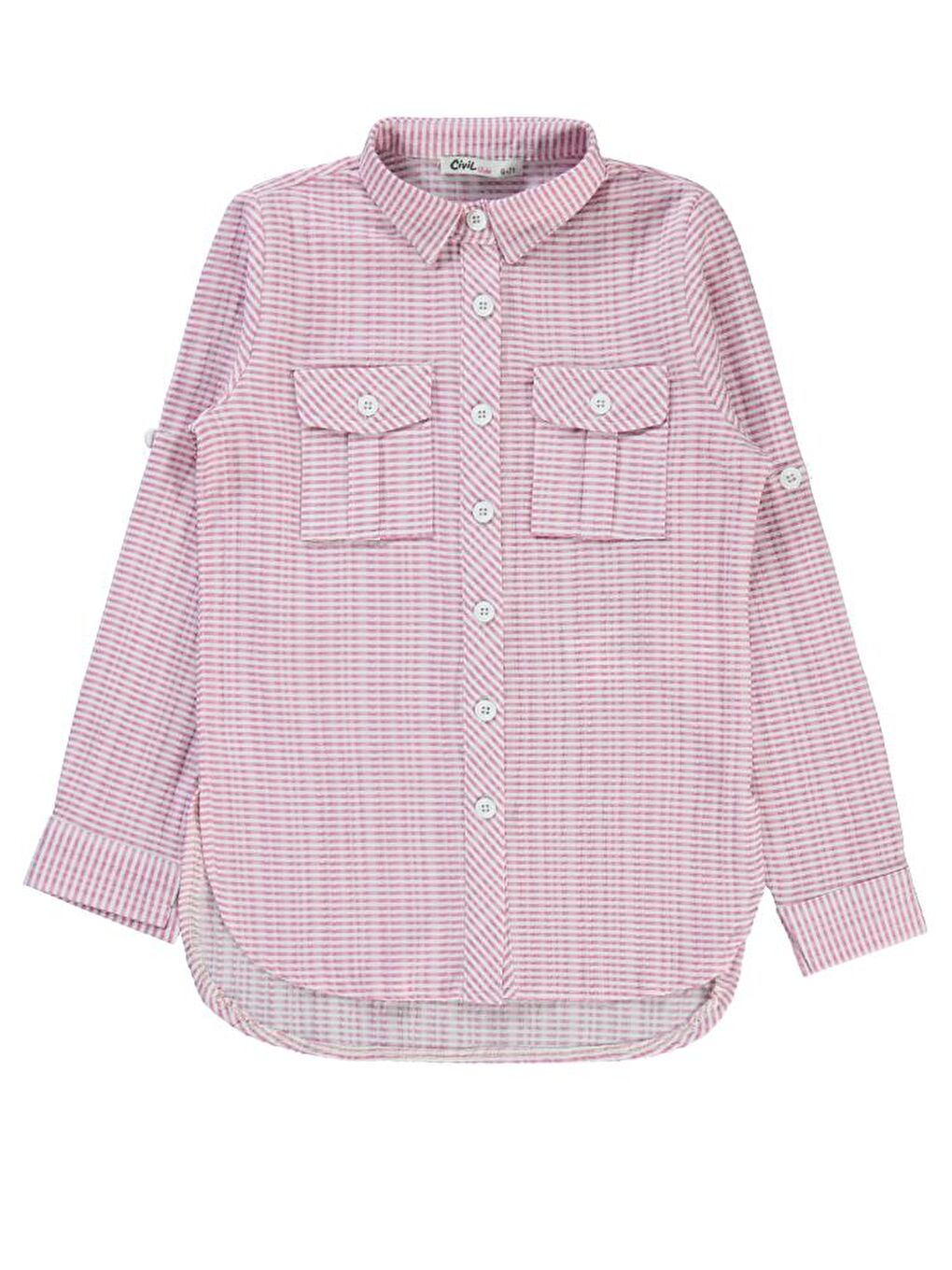 Girls Düz Tişörtlü 6-9 Yaş Gömlek - Pembe 9-10 Yaş-1