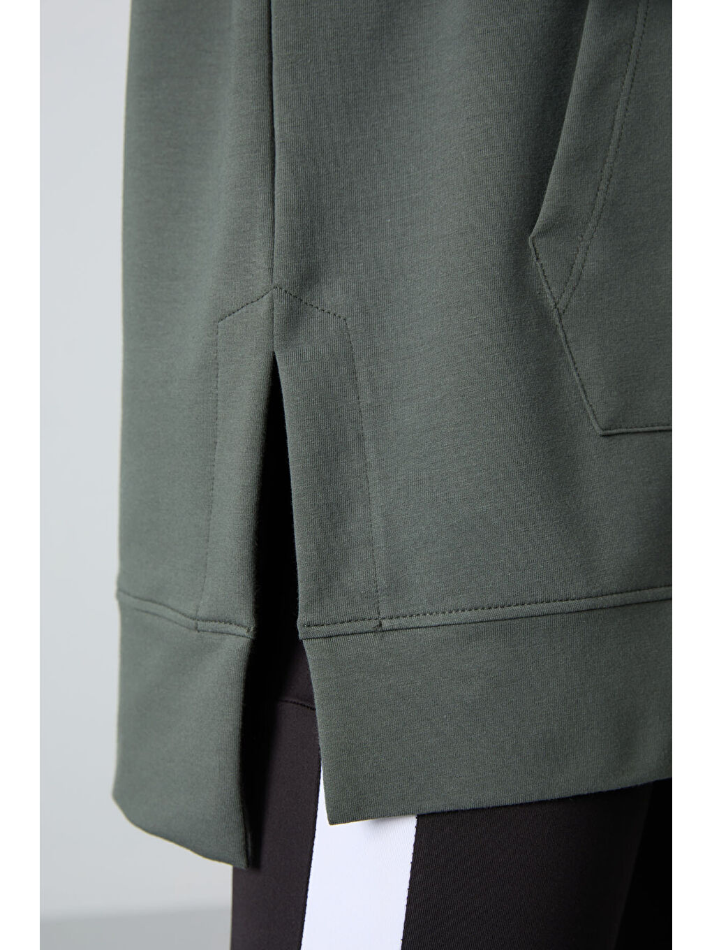 Yeşil Çağla Balon Kol Yazı Nakışlı Kadın Oversize Tunik Sweatshirt - 97163-3