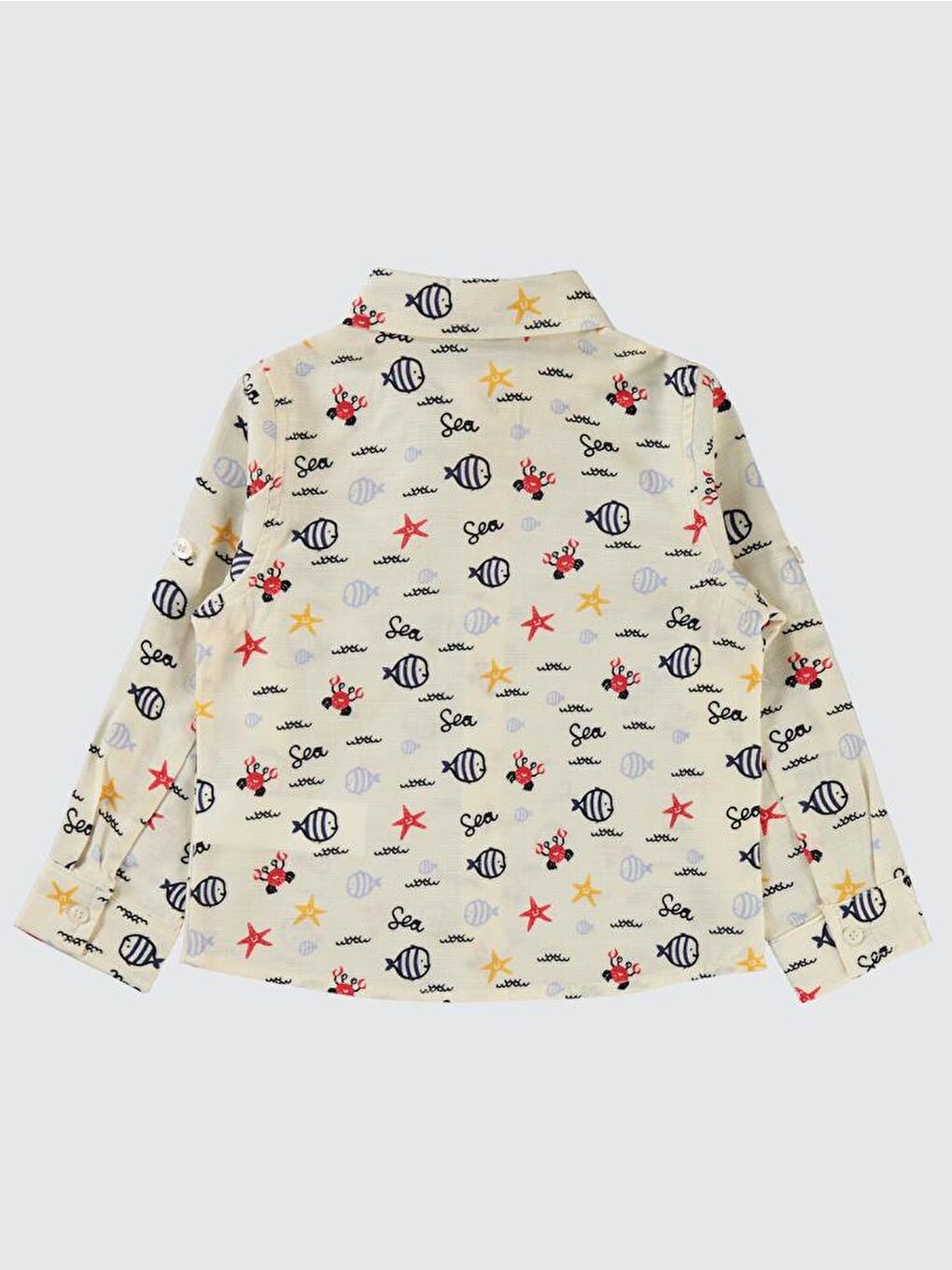 Boys Su Altı Hayvanları Baskılı 2-5 Yaş Gömlek - Ekru 5-6 Yaş
