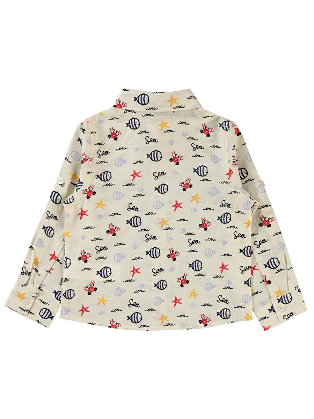 Boys Su Altı Hayvanları Baskılı 2-5 Yaş Gömlek - Ekru 5-6 Yaş-1