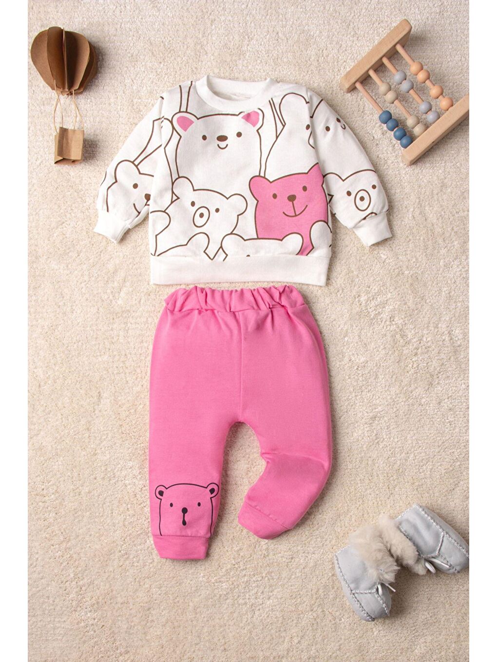 Mai Perla Pembe Smile Bear Nose 2 Li Unisex Bebek Alt Üst Takım