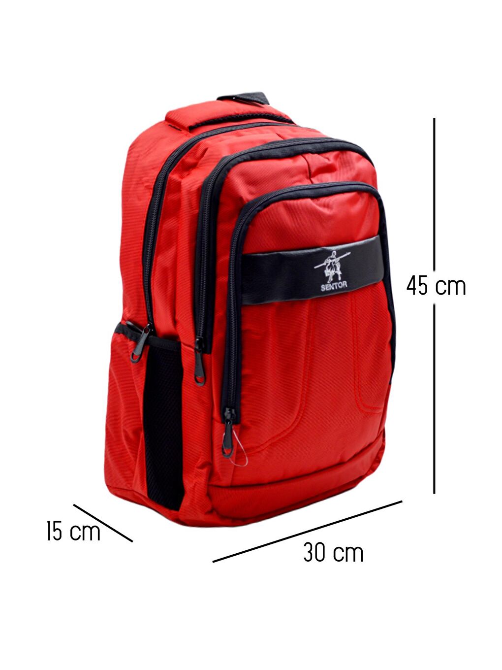 3 Bölmeli Okul Sırt Çantası Kırmızı (50005)-1