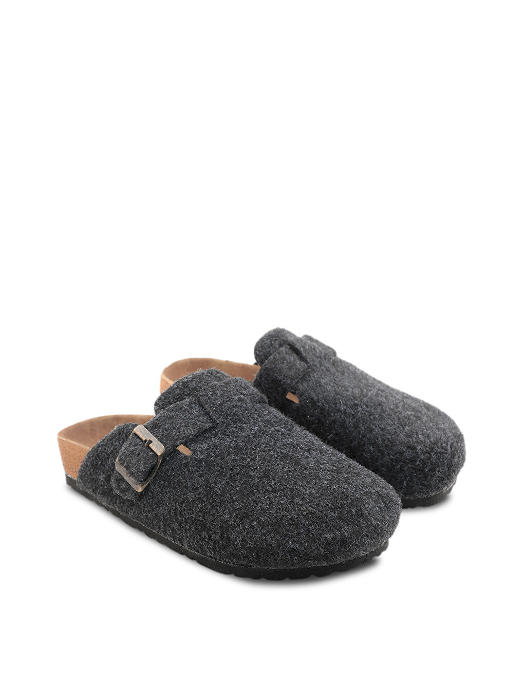 LEO Keçe Kadın Ev Terliği Koyu Gri-1