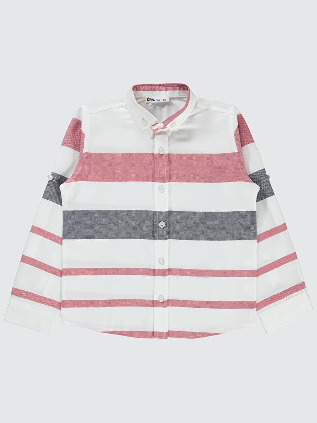 Boys Çizgili 6-9 Yaş Gömlek - Kırmızı8-9 Yaş-1