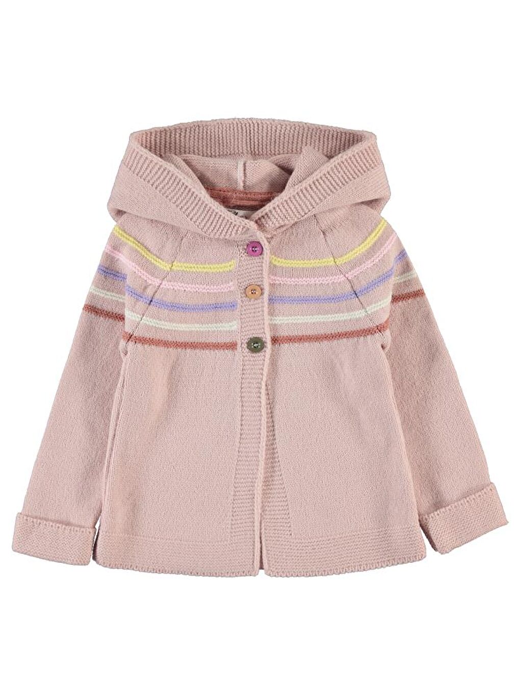 Pembe Girls Renkli Çizgili 2-5 Yaş Hırka - Pudra 4-5 Yaş-1