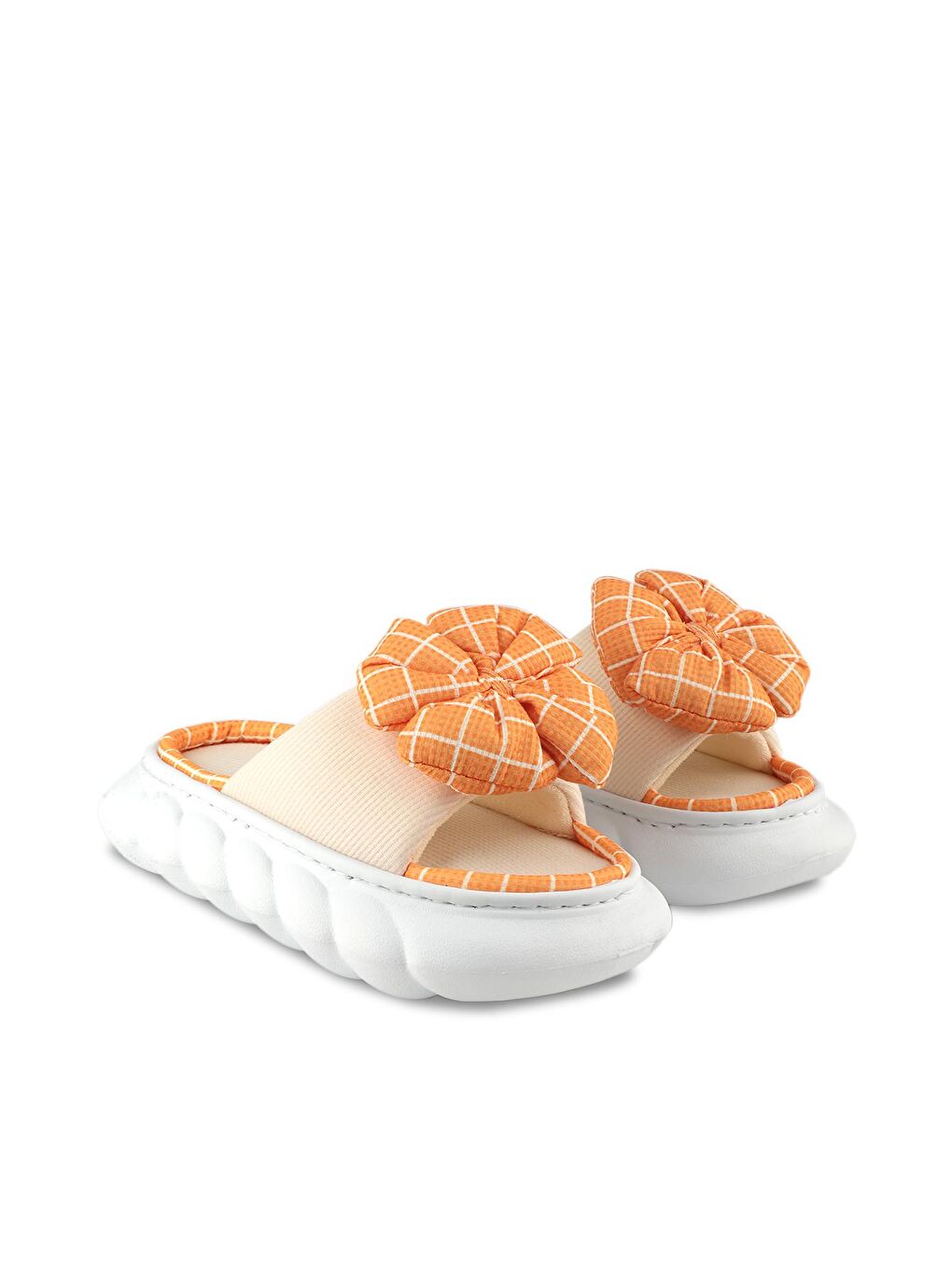 EA22SK028 Kadın Ev Terliği Bej / Turuncu-1