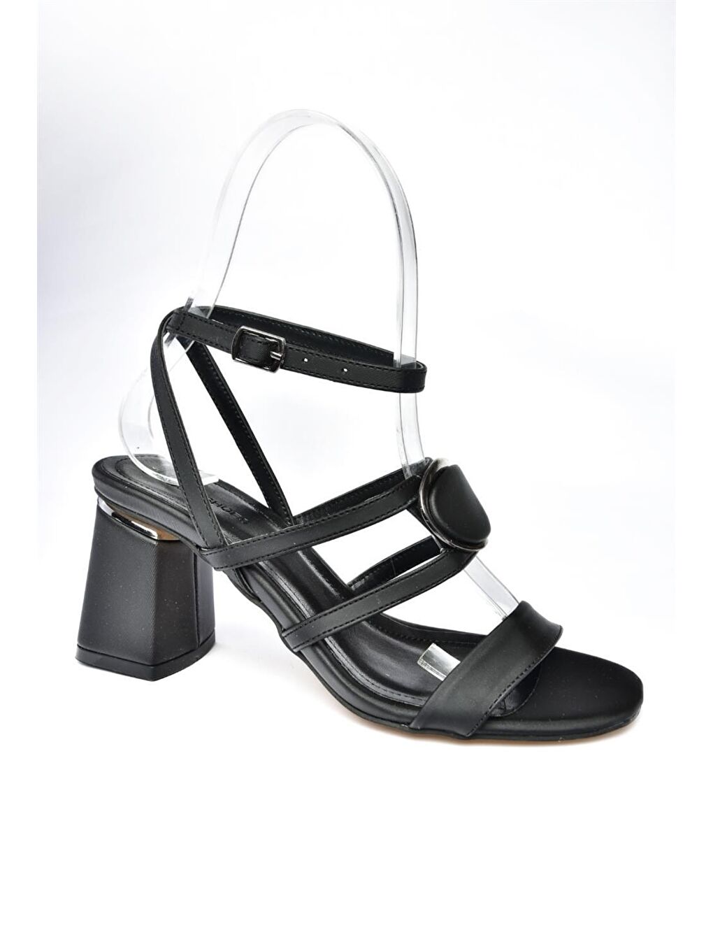 P404720109 Siyah Kalın Topuklu Kadın Ayakkabı-4