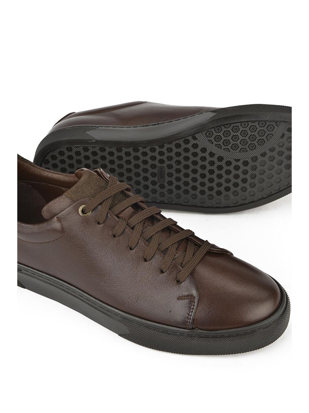 Kahverengi Erkek Hakiki Deri Sneaker 133983Z01 Kahve-3