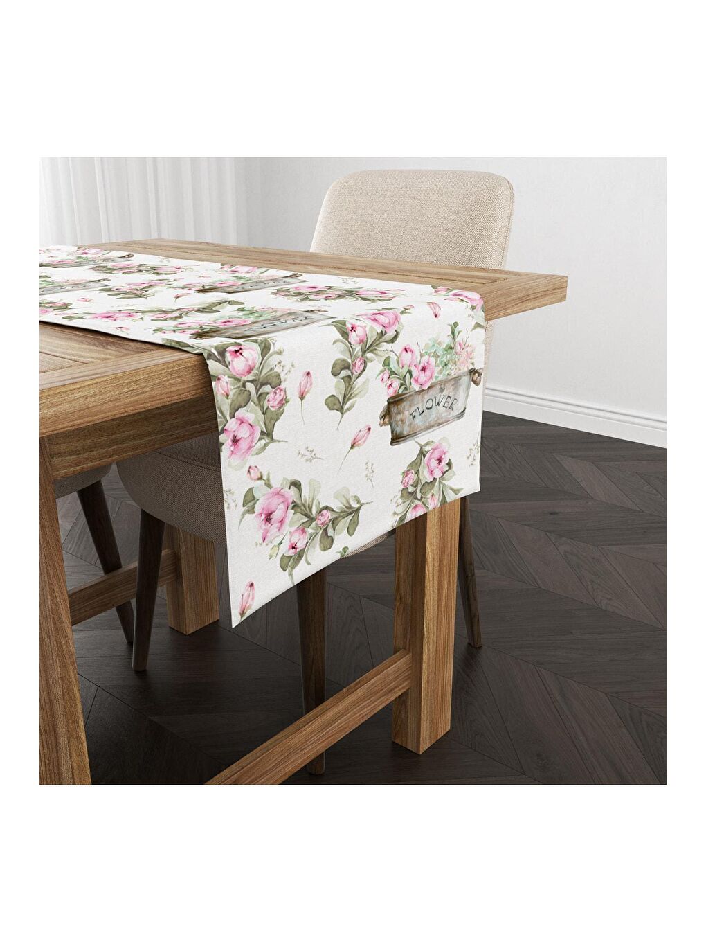 Karışık Çiçek Desenli Runner Modeli 40x140 cm