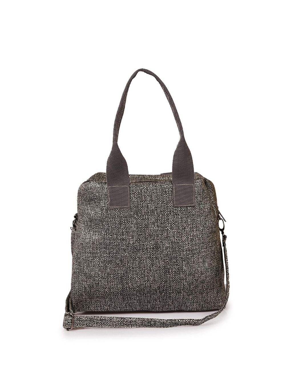 Gri Çok Bölmeli Fermuarlı Kadın Omuz Çantası-3