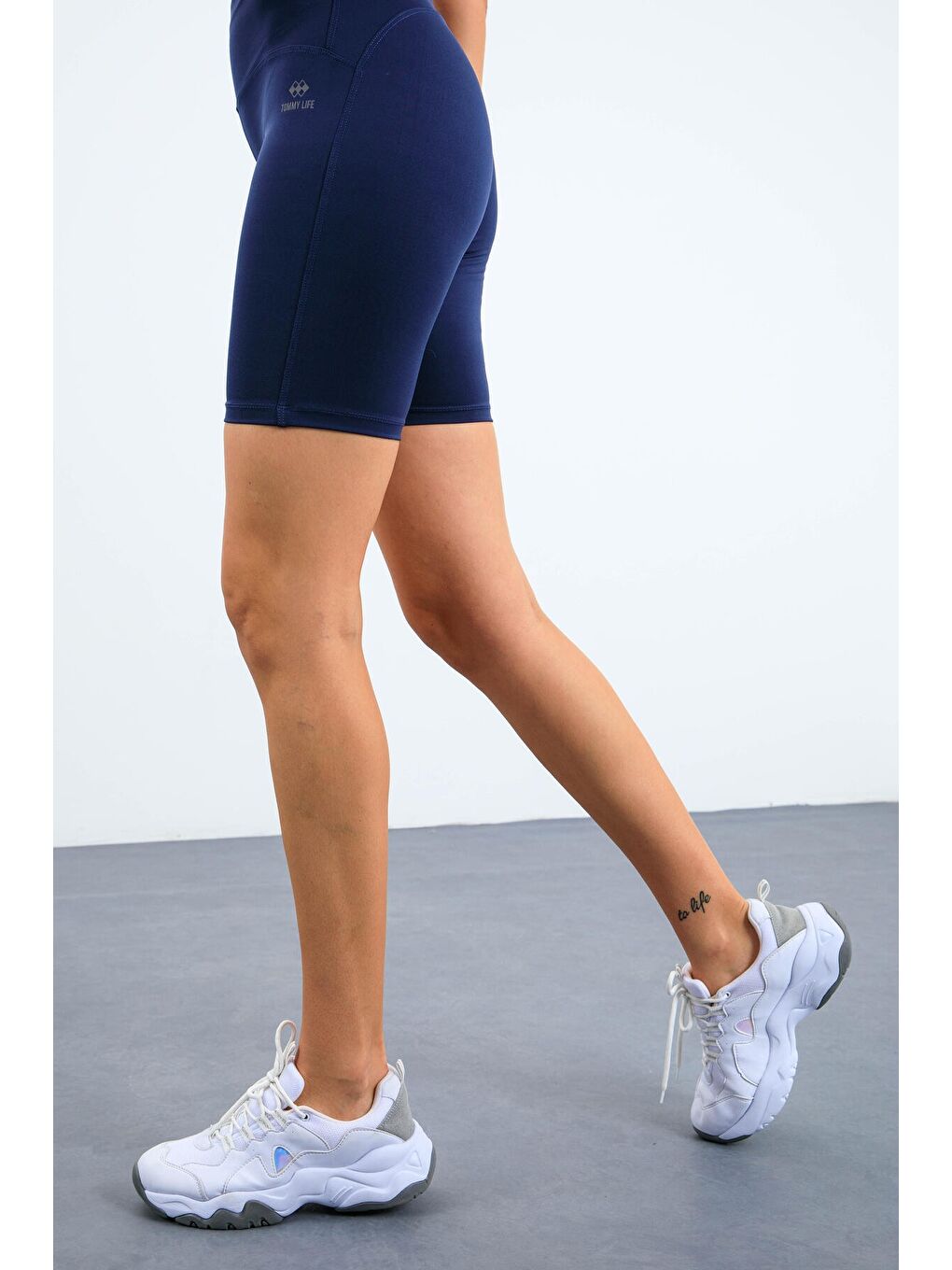 İndigo Yüksek Bel Toparlayıcı Slim Fit Büstiyer Biker Kadın Tayt Takım - 95303-2