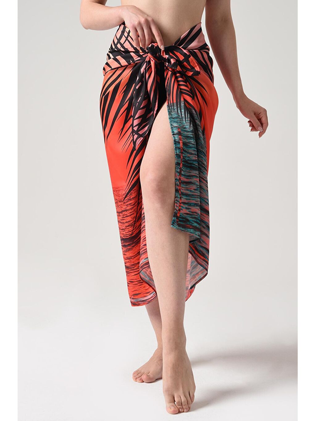 Kırmızı ELENA Yakamoz Desen Saten Pareo 145*95 (İç göstermez)