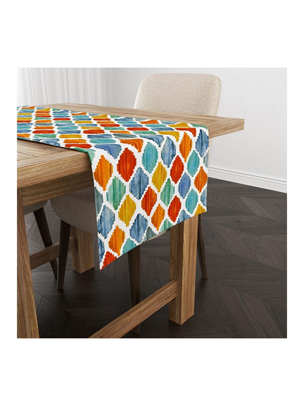 Karışık Ikat Desenli Runner Modeli 40x140 cm