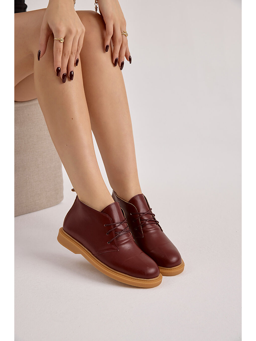 Kadın Bordo Termo Taban Bağcıklı Günlük Bot-1