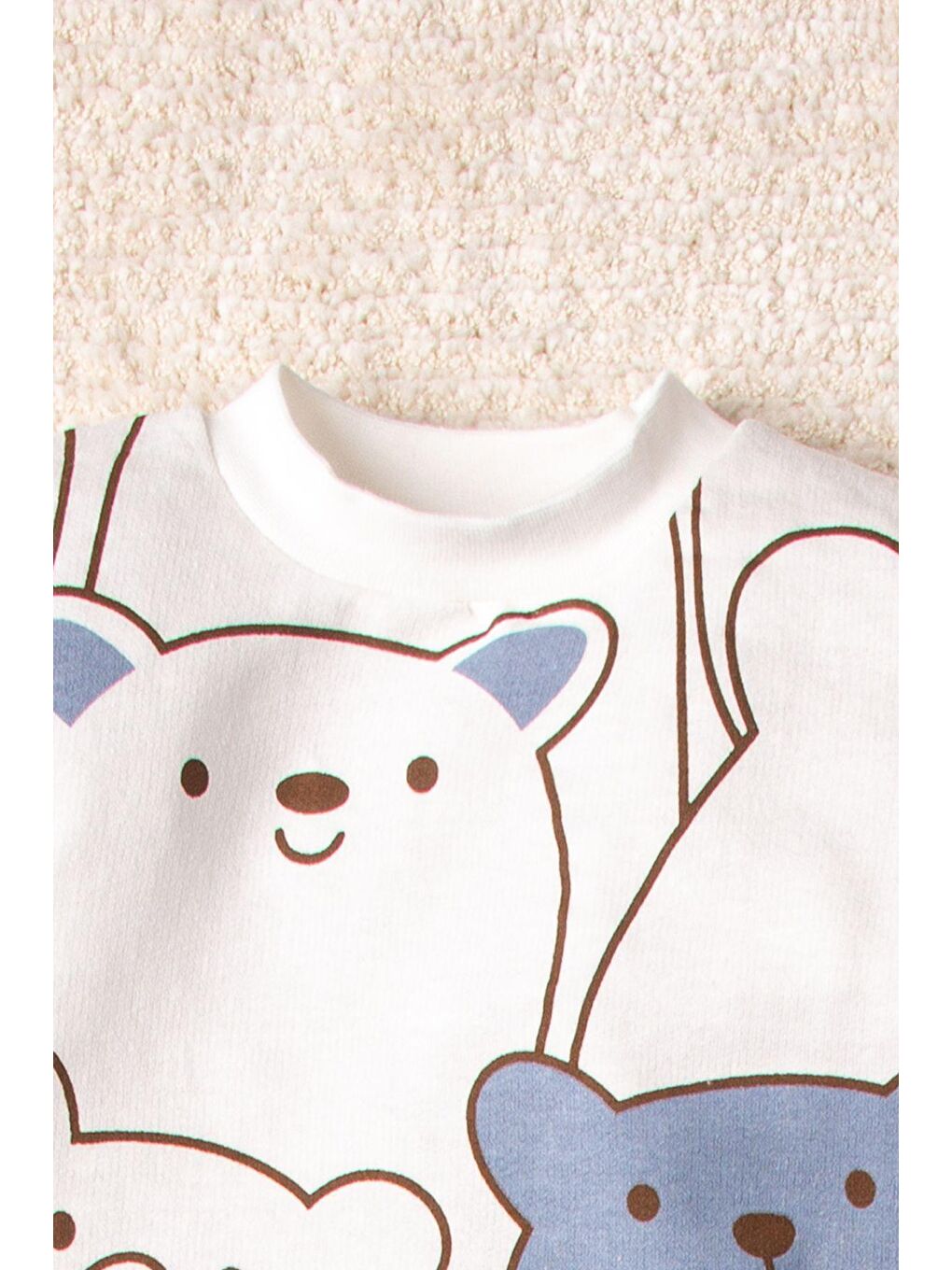 Mai Perla Mavi Smile Bear Nose 2 Li Unisex Bebek Alt Üst Takım - 1