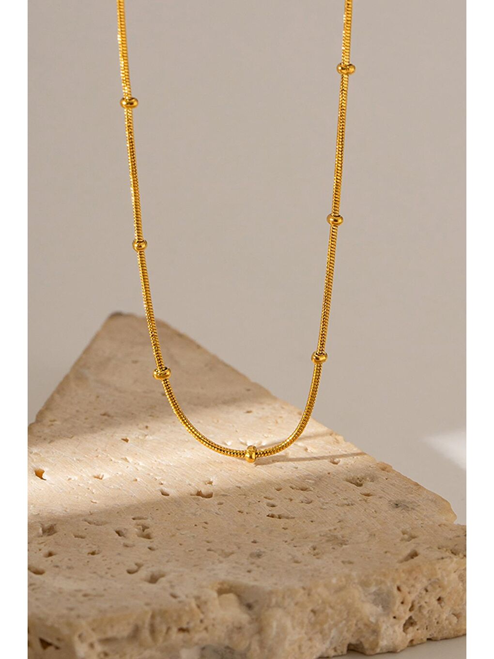 Sarı Paslanmaz Çelik 18K Altın Kaplama Toplu Zincir Kolye-2