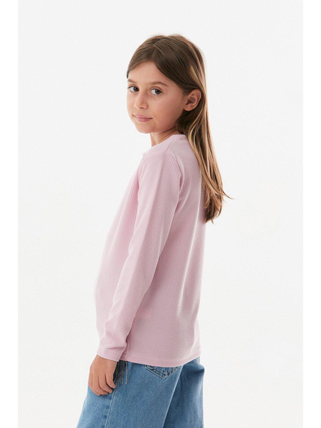 Lila Fitilli Zincir Detaylı Kız Çocuk Bluz-3