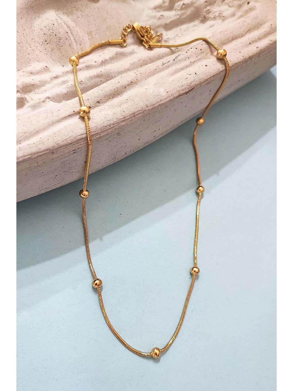 Sarı Paslanmaz Çelik 18K Altın Kaplama Toplu Zincir Kolye-3