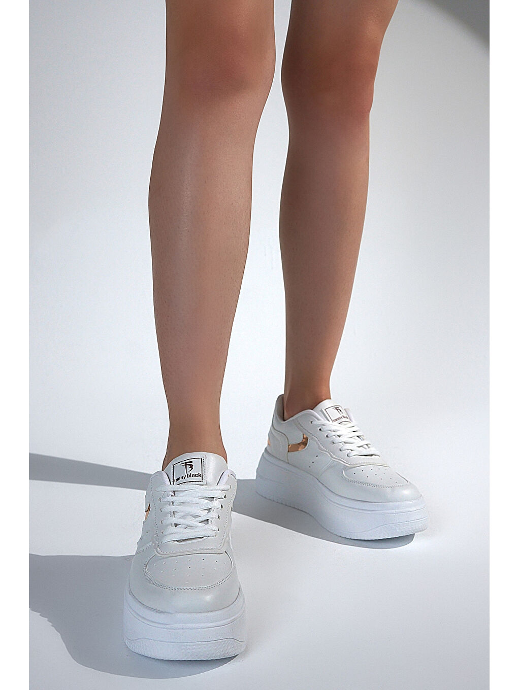 Kadın Beyaz Bakır Sneaker Rahat Kalıp Kadın Spor Ayakkabı