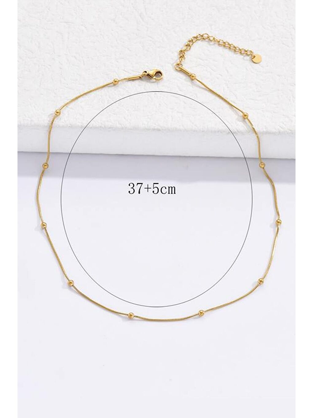 Sarı Paslanmaz Çelik 18K Altın Kaplama Toplu Zincir Kolye-4