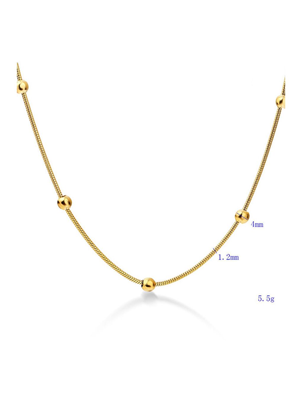 Sarı Paslanmaz Çelik 18K Altın Kaplama Toplu Zincir Kolye-5