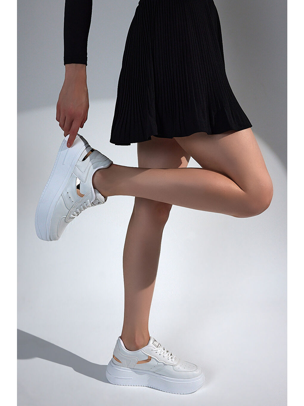 Kadın Beyaz Bakır Sneaker Rahat Kalıp Kadın Spor Ayakkabı-2