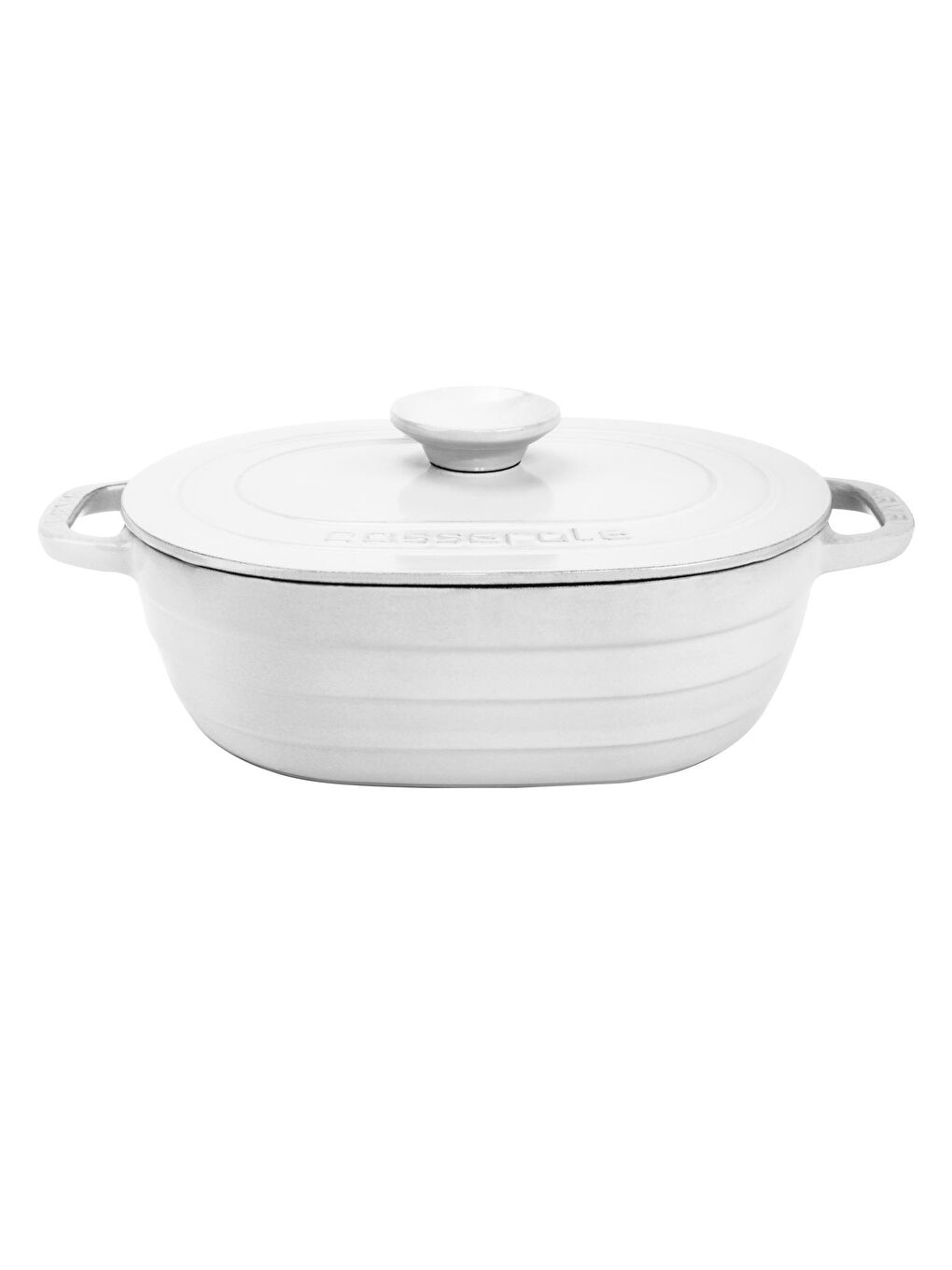 Beyaz Oval Tencere Döküm Demir Kapak Experience Majolik Serisi Ölçü 24x33cm.