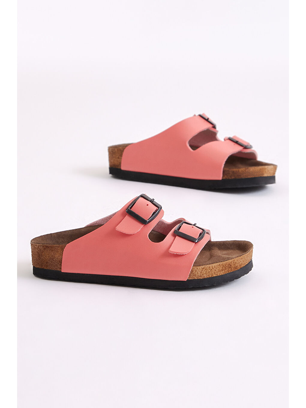 Kırmızı Çocuk Unisex Nar Çiçeği Rahat Kalıp Poli Taban Çift Tokalı Nubuk-2