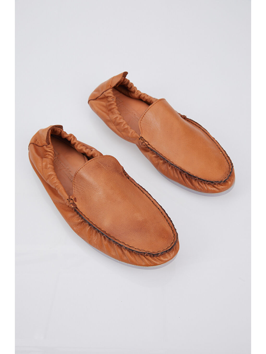 Kahverengi Erkek Taba Arkası Lastikli Rahat Kalıp Hakiki Deri Loafer-1