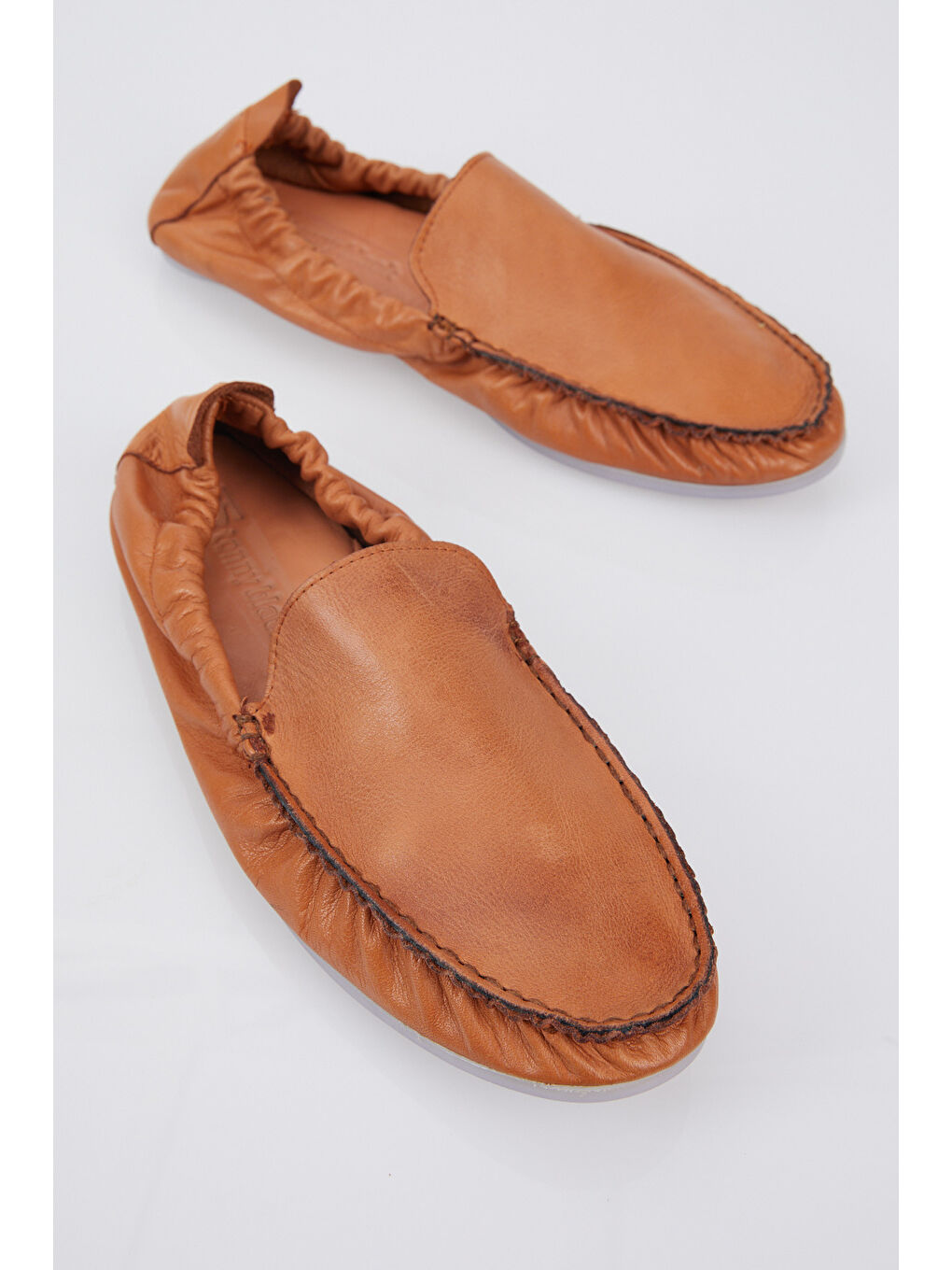 Kahverengi Erkek Taba Arkası Lastikli Rahat Kalıp Hakiki Deri Loafer-2