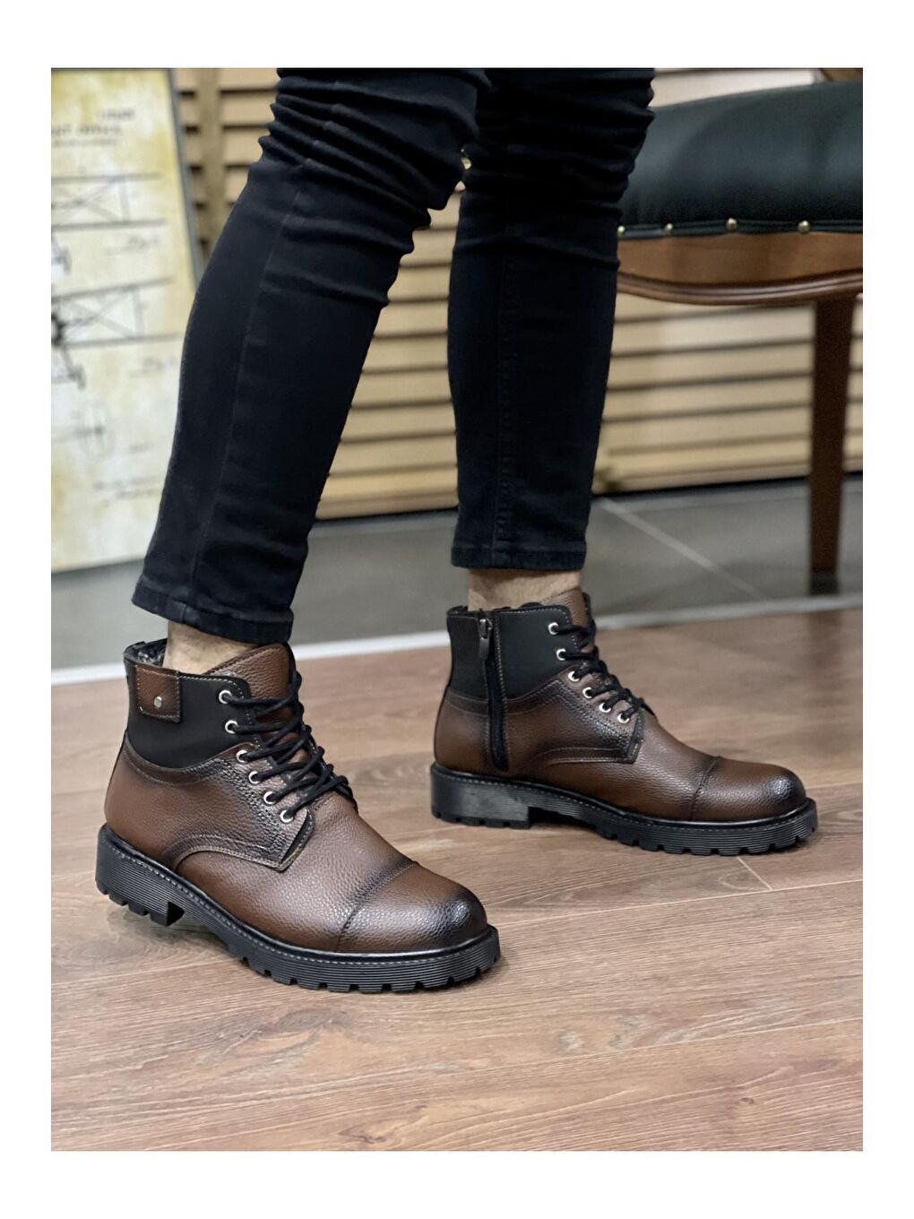 Kahverengi Lampor Garantili Erkek Kışlık Bağcıklı Fermuarlı Bot-4