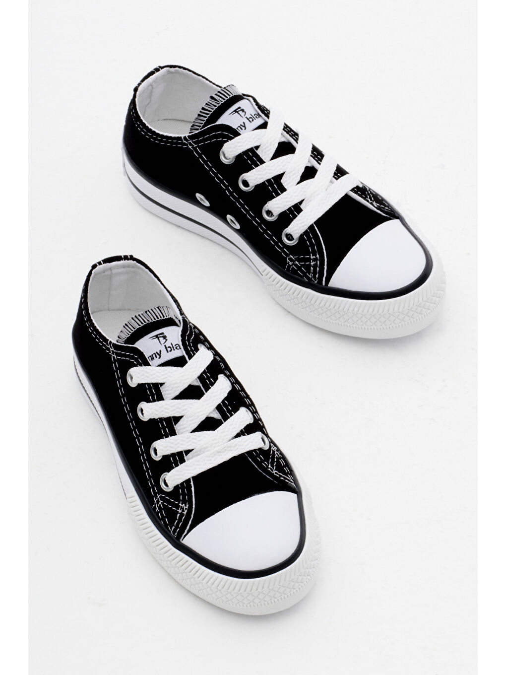 Çocuk Unisex Siyah Rahat Kalıp Bağcıklı Sneaker-1
