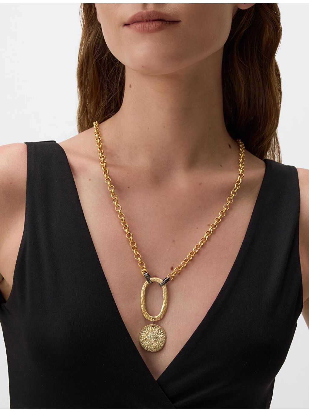 Sarı Altın Güneş Figürlü Zincir Kolye