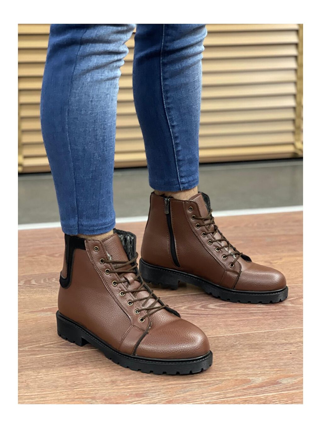 Kahverengi Muggo ALVES Soğuk Geçirmez Kürklü Erkek Bot-4