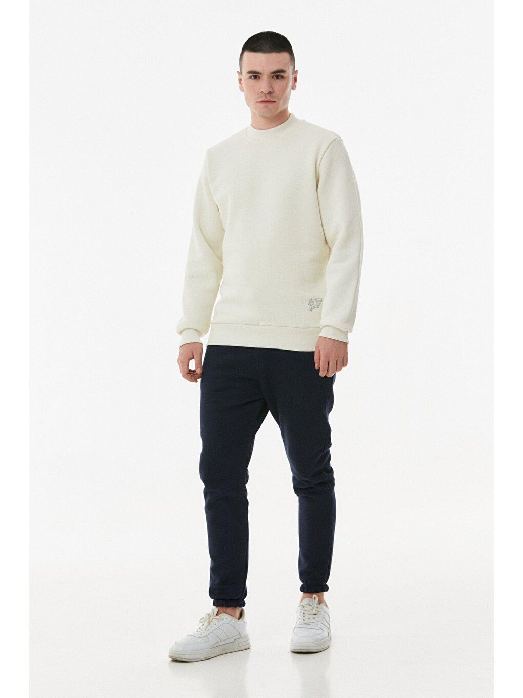 Fullamoda Ekru Basic Dik Yaka Sweatshirt - 1