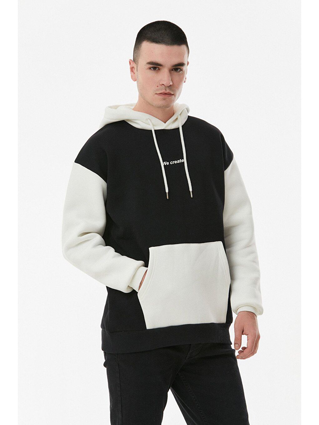 Siyah Baskılı Kapüşonlu Sweatshirt-4