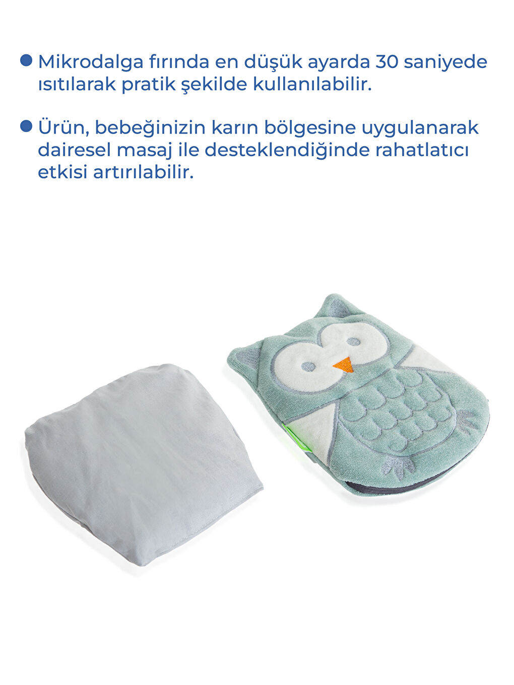 Kiraz Çekirdekli Baykuş Kadife Rahatlatıcı Gaz Kemeri & Gaz Yastığı - Yeşil-2