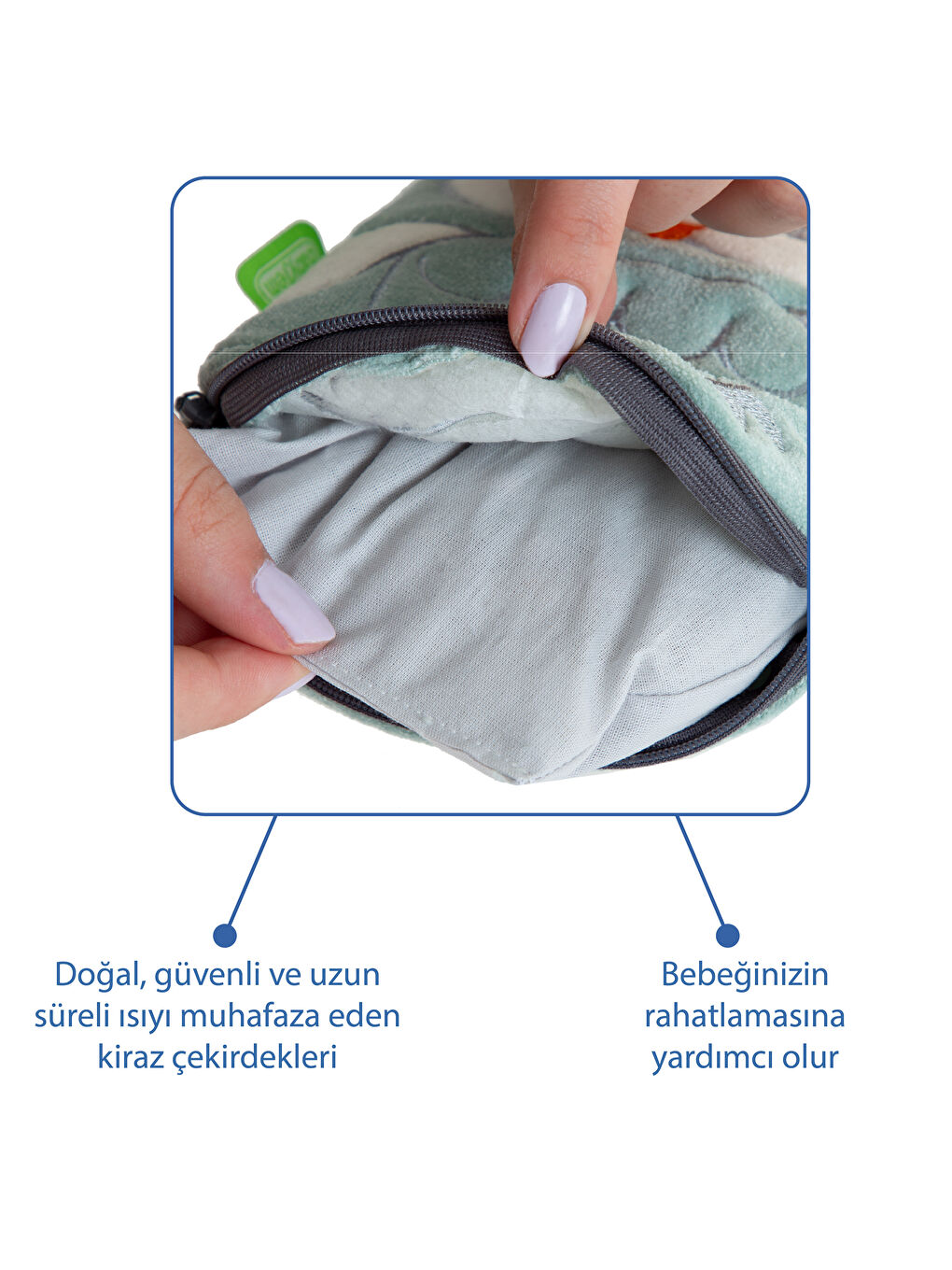 Kiraz Çekirdekli Baykuş Kadife Rahatlatıcı Gaz Kemeri & Gaz Yastığı - Yeşil-3