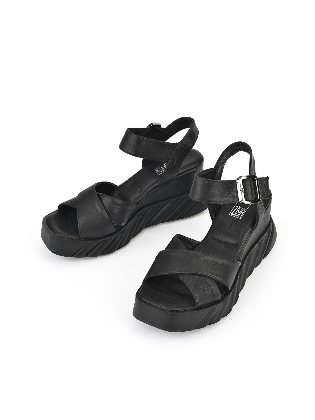 Kadın Hakiki Deri Dolgu Topuk Sandalet 1311003 404 Siyah-3