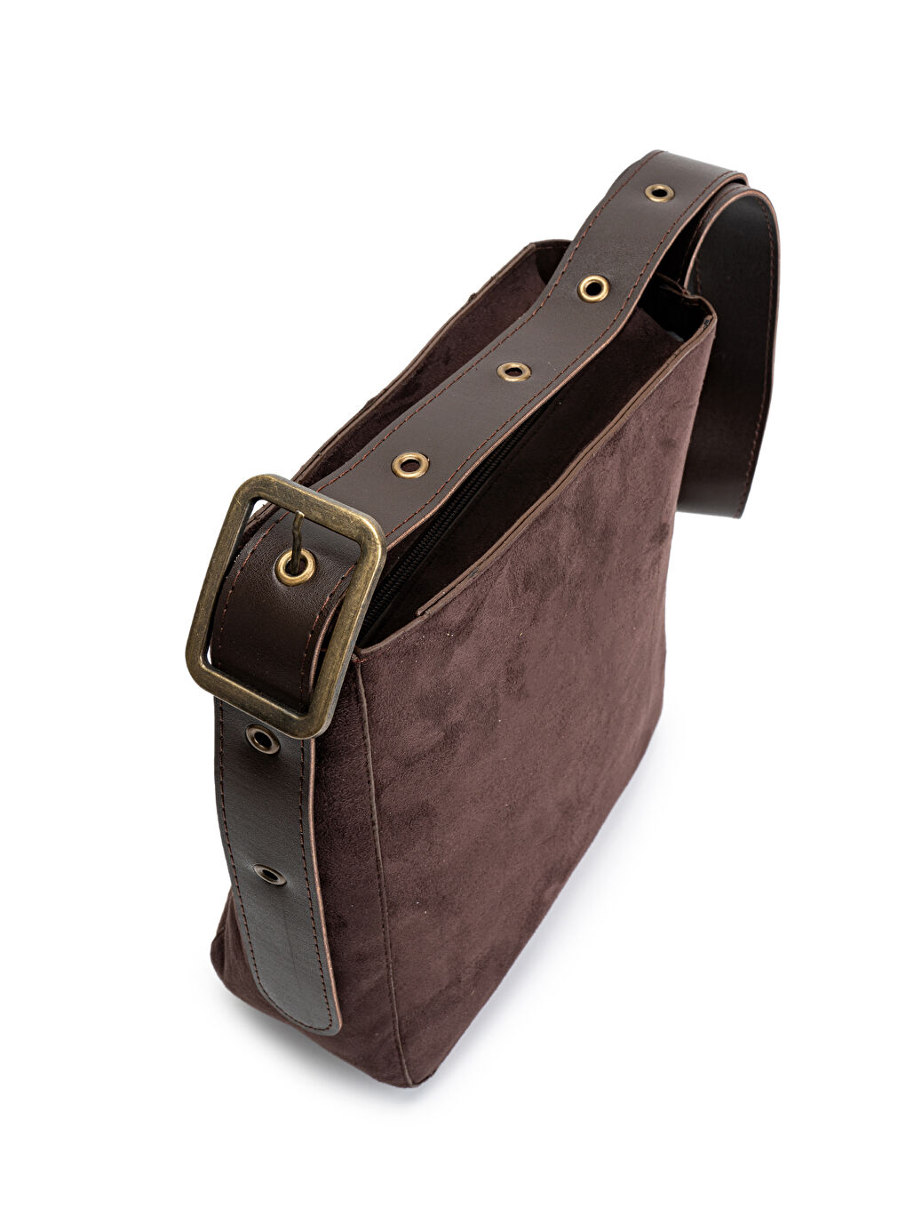 Kahverengi Kemer Detaylı Dante Kadın(Süet)Çapraz Çanta Acı Kahve-3