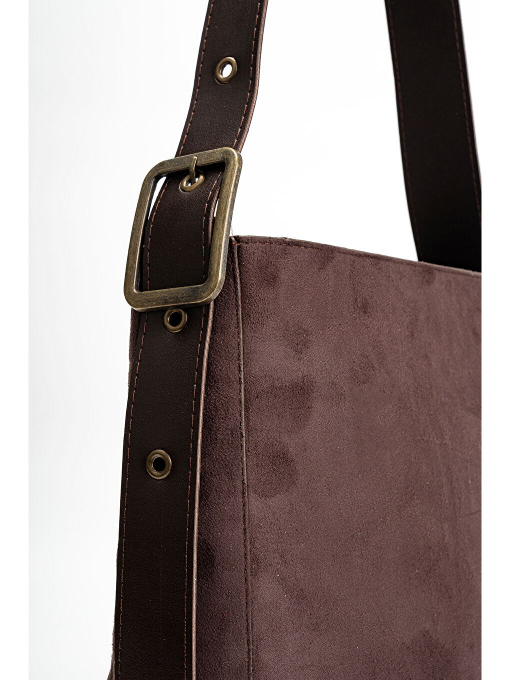 Kahverengi Kemer Detaylı Dante Kadın(Süet)Çapraz Çanta Acı Kahve-4