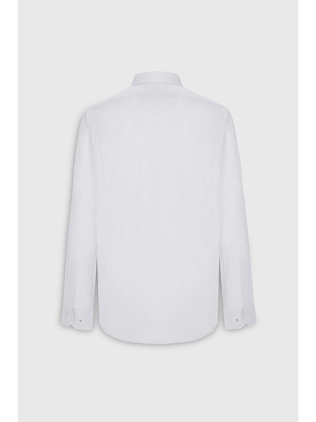 Erkek Beyaz Slim Fit Dar Kesim Gizli Düğmeli Yaka Keten Görünümlü %100 Pamuk Flamlı Gömlek-8