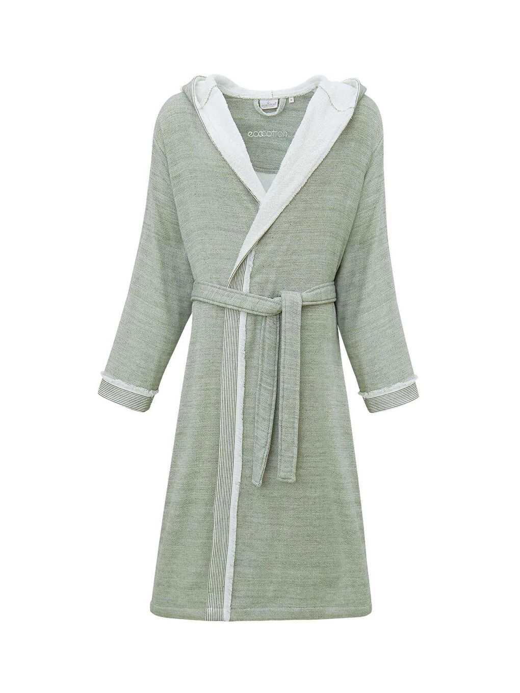 Hasna Erkek Bornoz %100 Organik Pamuk Keten Melanj Haki