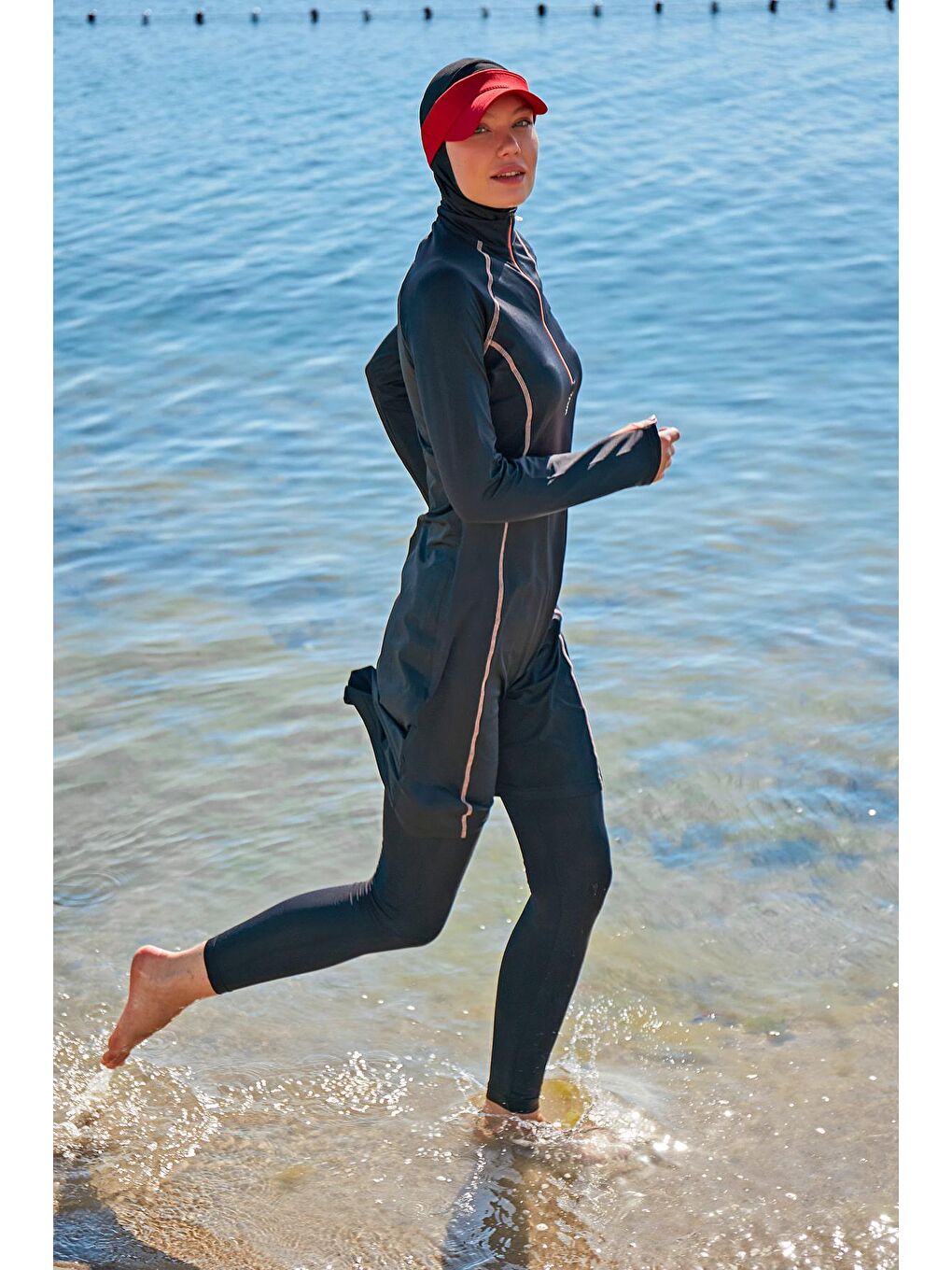 Marina H2O Yüzücü Serisi Siyah Tesettür Mayo M2333 - 2