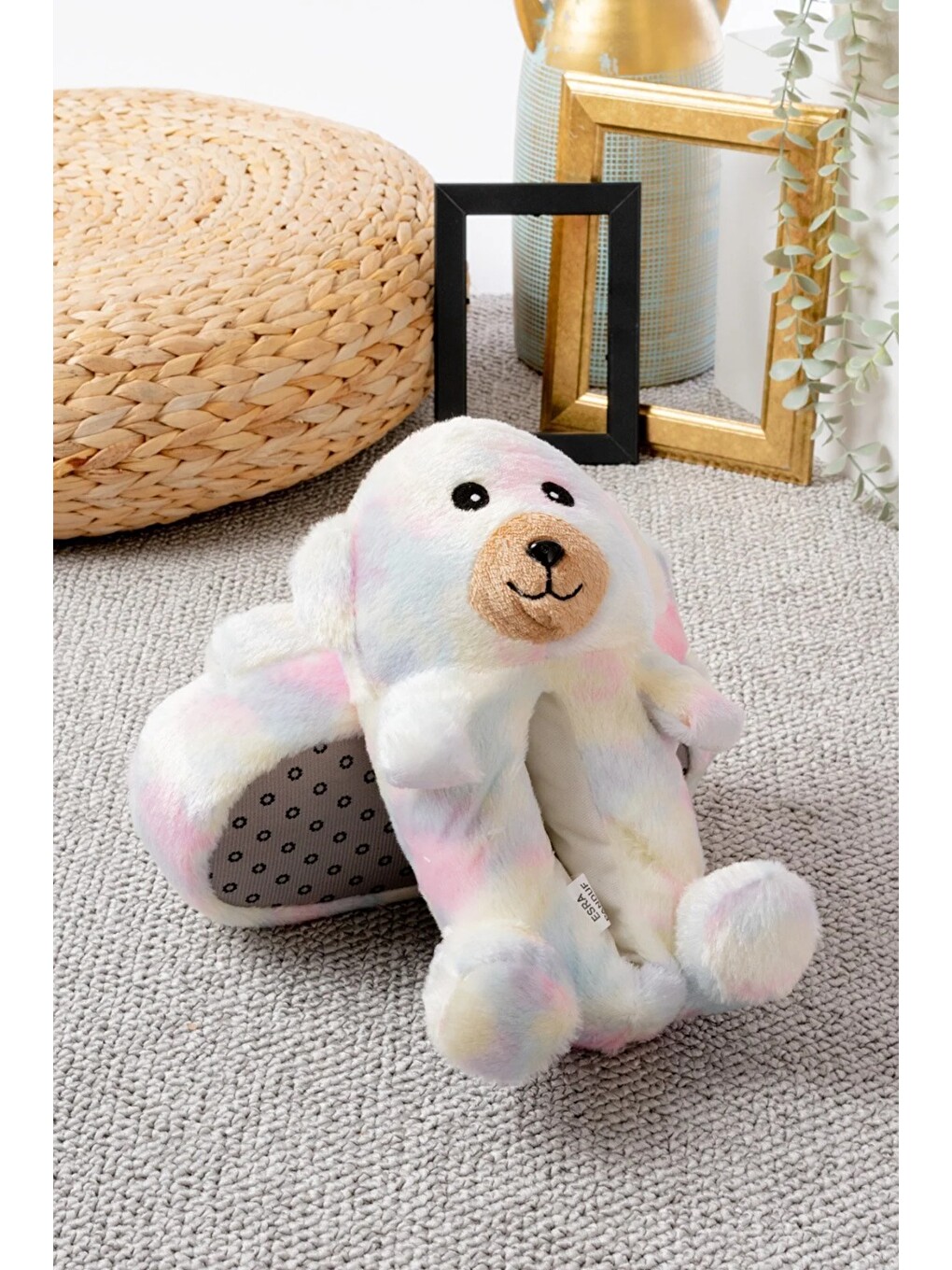 Sarı Ayıcık Figürlü Pelüş Panduf Ev Pandufu Unisex-3