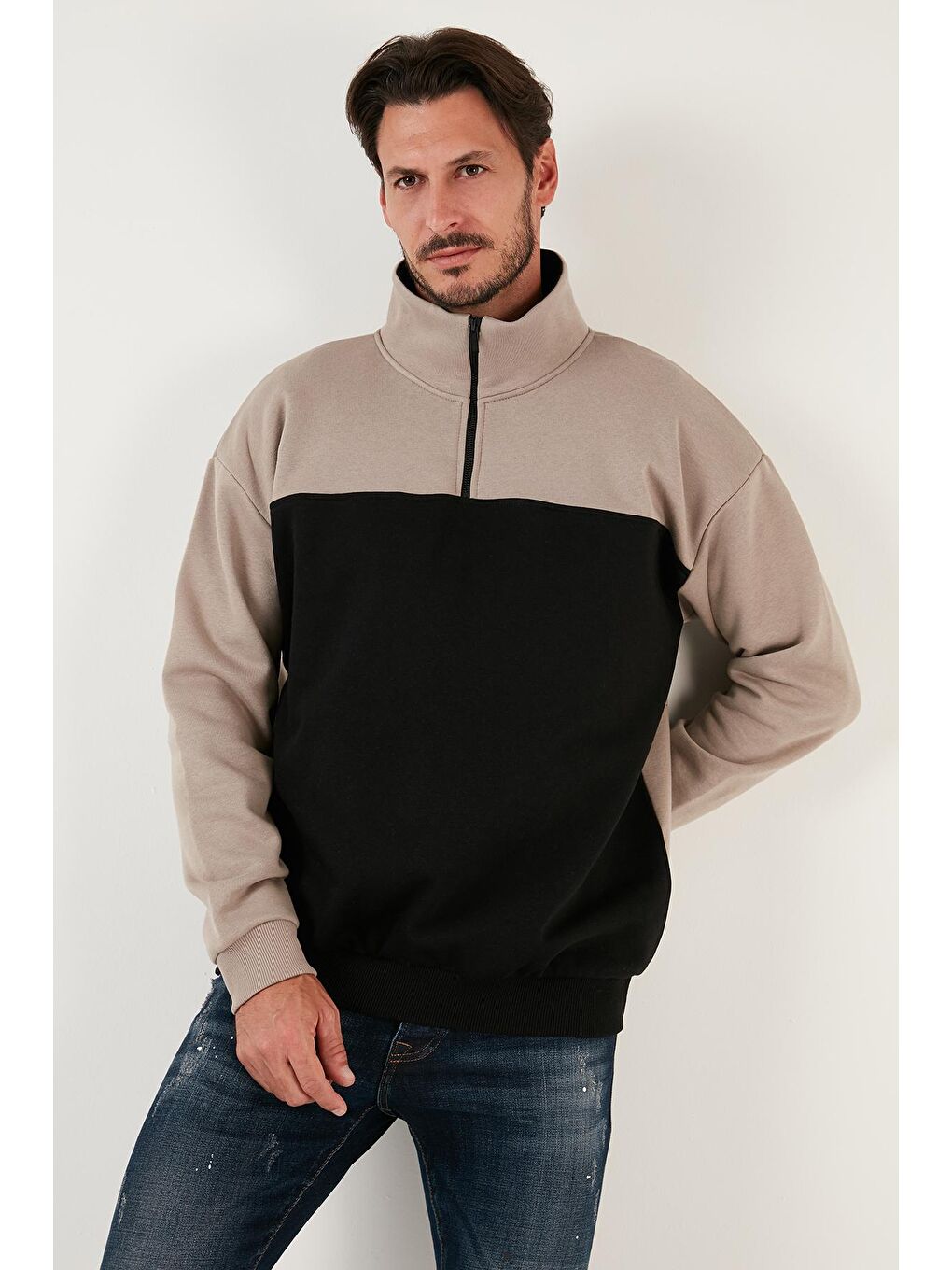 Buratti Koyu Kahve Regular Fit Fermuarlı Dik Yaka İçi Tüylü Yumuşak Şardonlu Kışlık Sweat 5905343