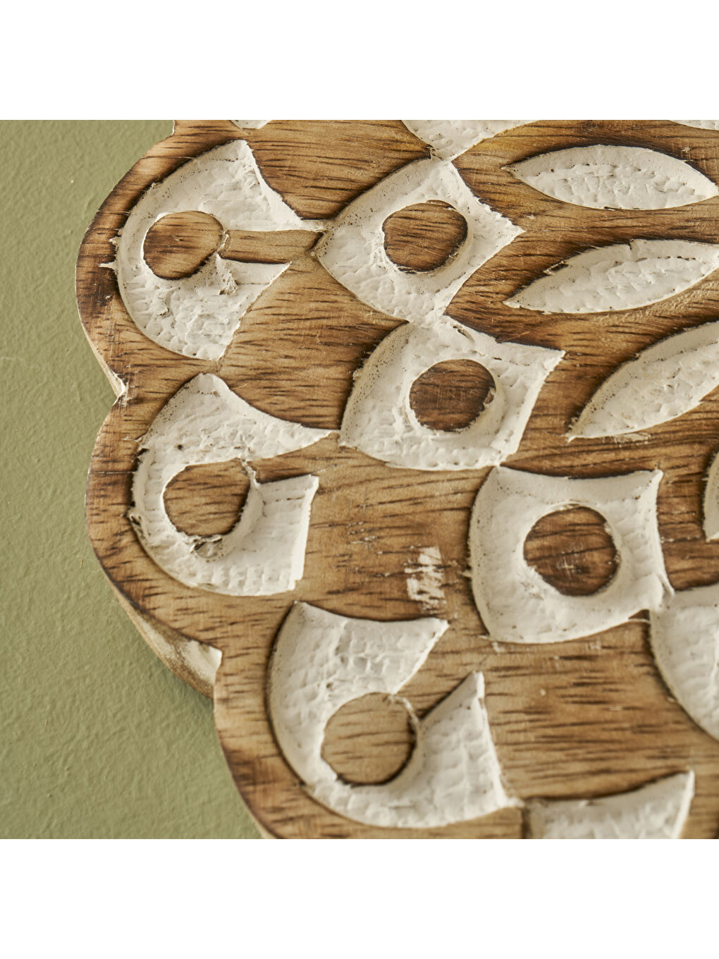 Bej Daira Mango Ağacı Duvar Süsü Naturel (20x20x1,8 cm)-1