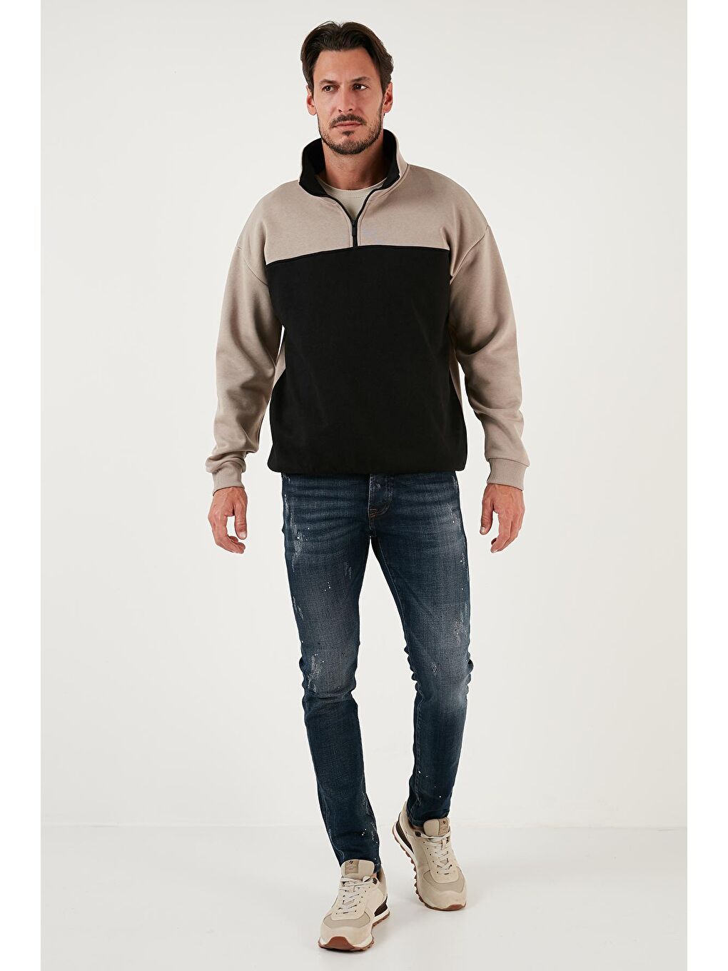 Buratti Koyu Kahve Regular Fit Fermuarlı Dik Yaka İçi Tüylü Yumuşak Şardonlu Kışlık Sweat 5905343 - 1