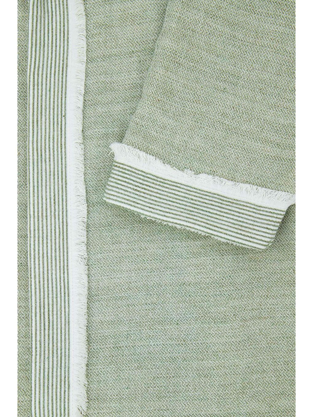 Hasna Erkek Bornoz %100 Organik Pamuk Keten Melanj Haki-4