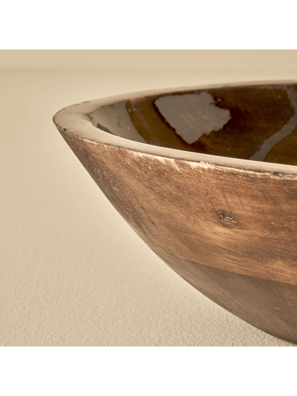 Bej Bonn Mango Ağacı Dekoratif Kase Naturel (23,5x23,5x7 cm)-2